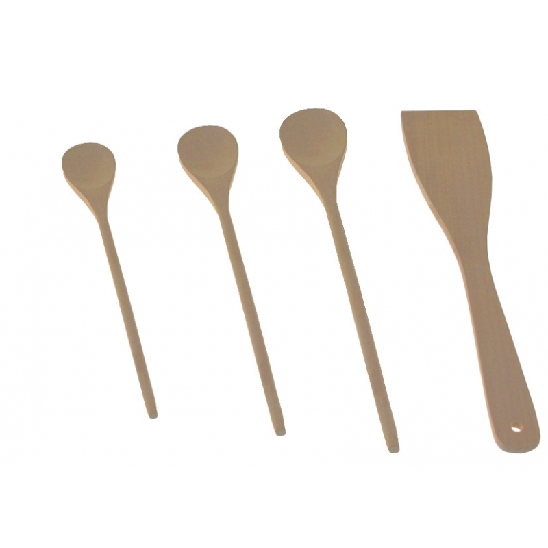 RSW24® - Set 5 pezzi cucchiaio da cucina in legno duro, 25 – 35 cm di  lunghezza, in legno di faggio, legno duro, diverse misure, utensili da  cucina