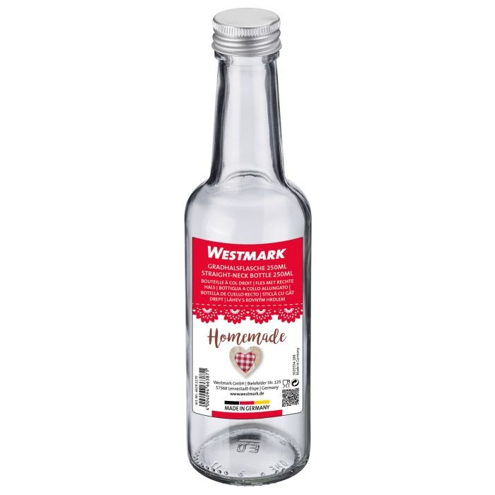 Bottiglia Vetro Collo Diritto E Tappo A Vite 250 Ml We. Cod. 101024 - Borz  Cooking Store